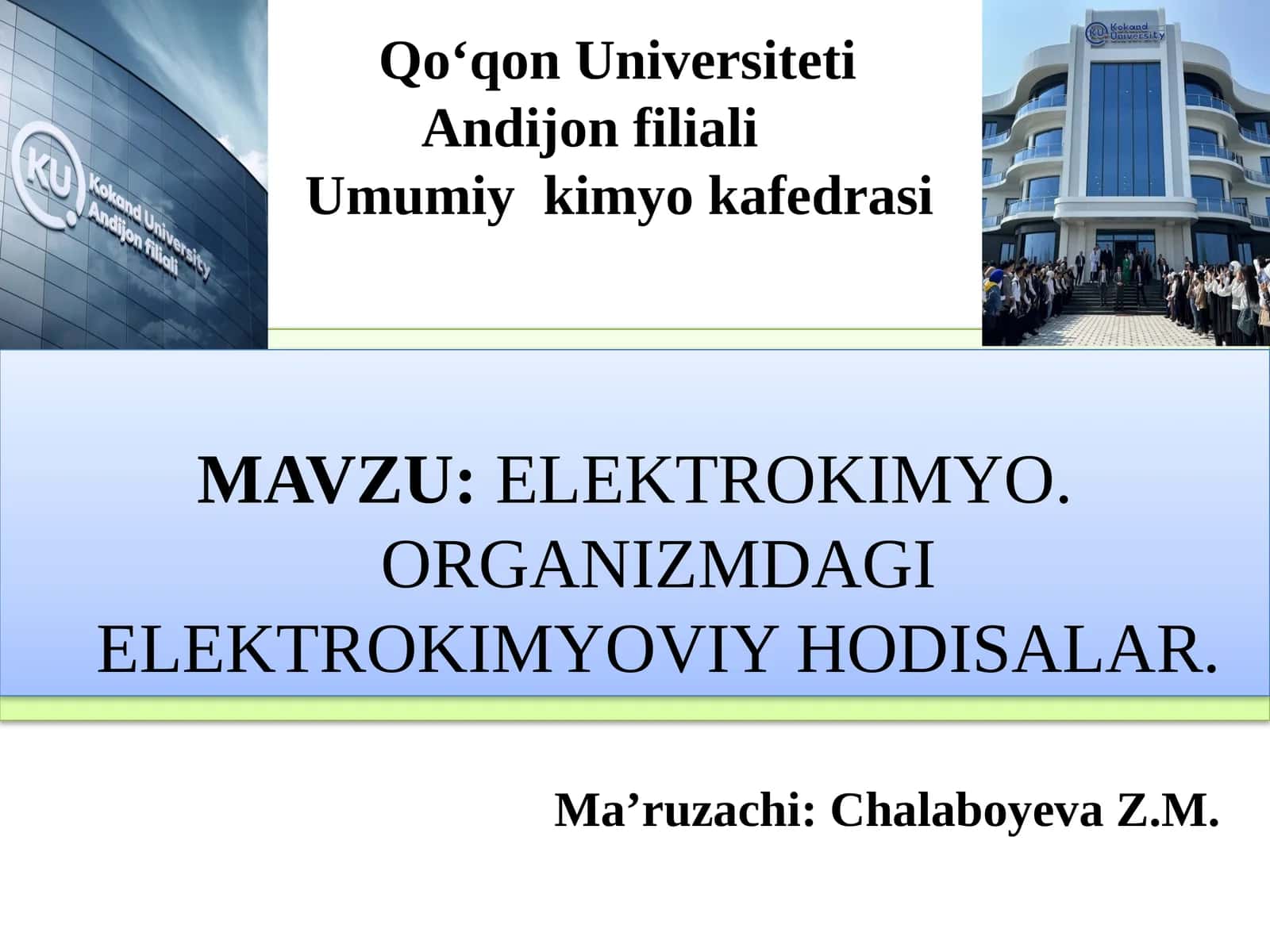 Elektrokimyo. Organizmdagi Elektrokimyoviy Hodisalar 1