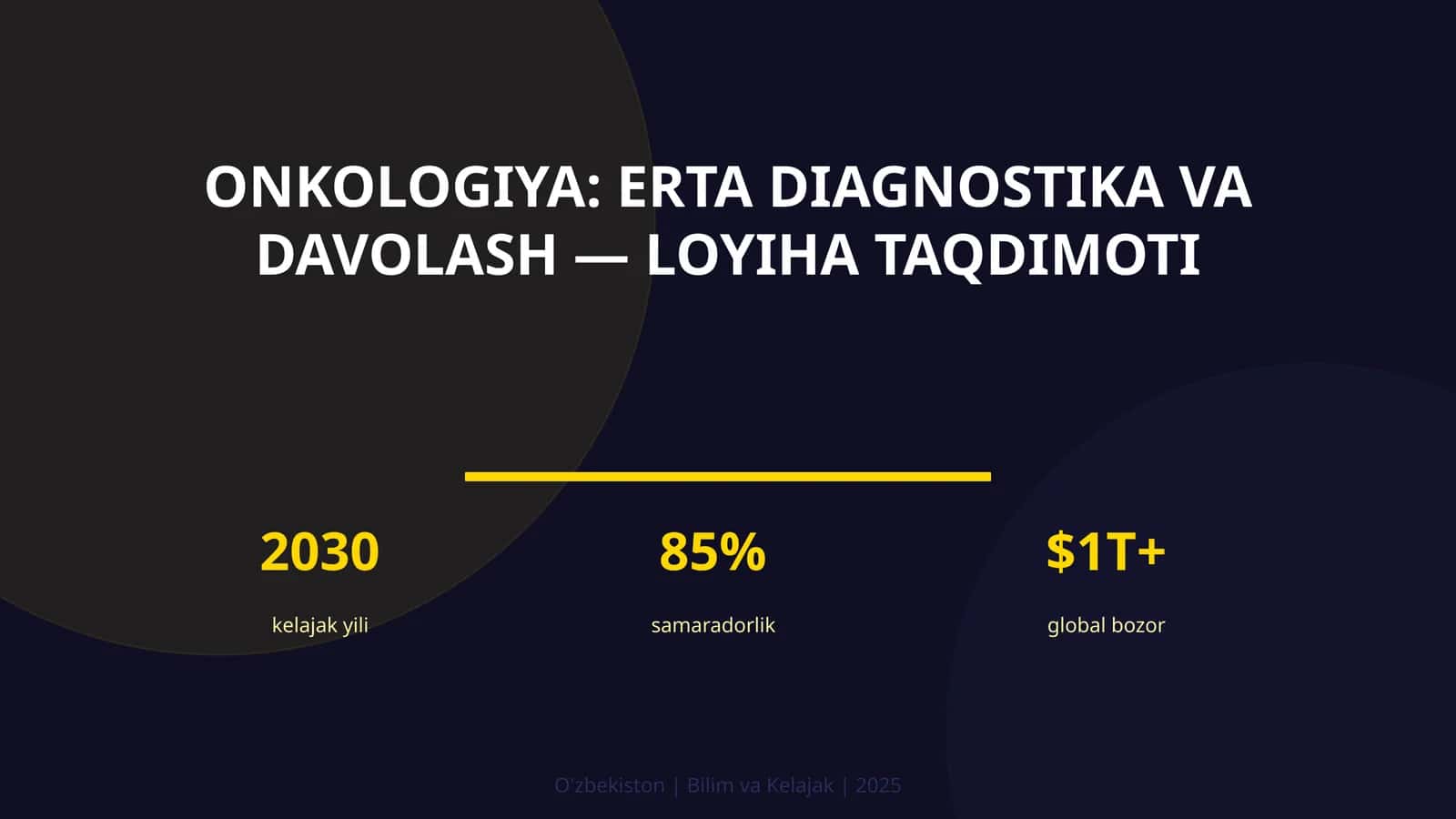 Onkologiya: Erta Diagnostika va Davolash — Loyiha Taqdimoti 1