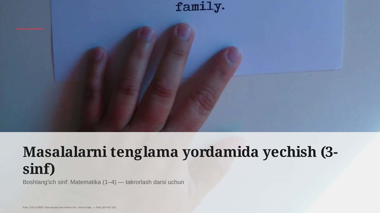 Masalalarni tenglama yordamida yechish (3-sinf) 1