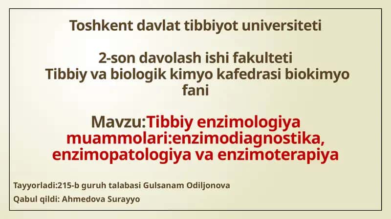 Tibbiy enzimologiya muammolari 1