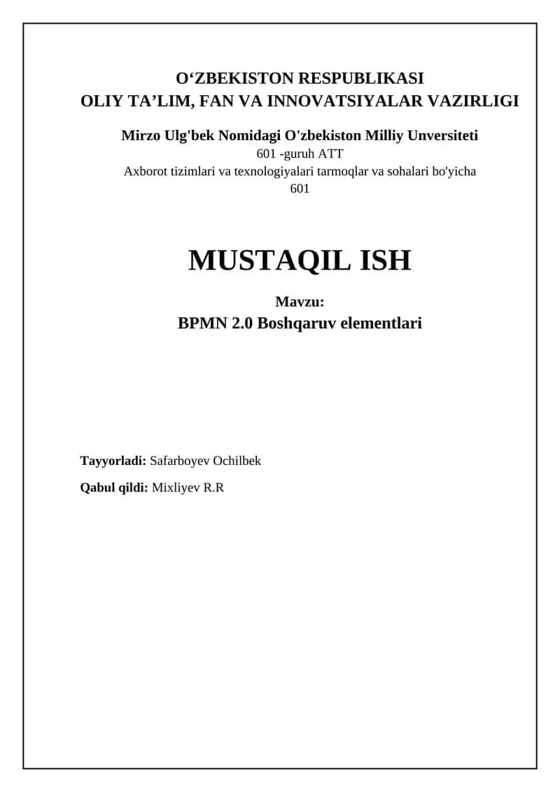 BPMN 2.0 Boshqaruv elementlari 1