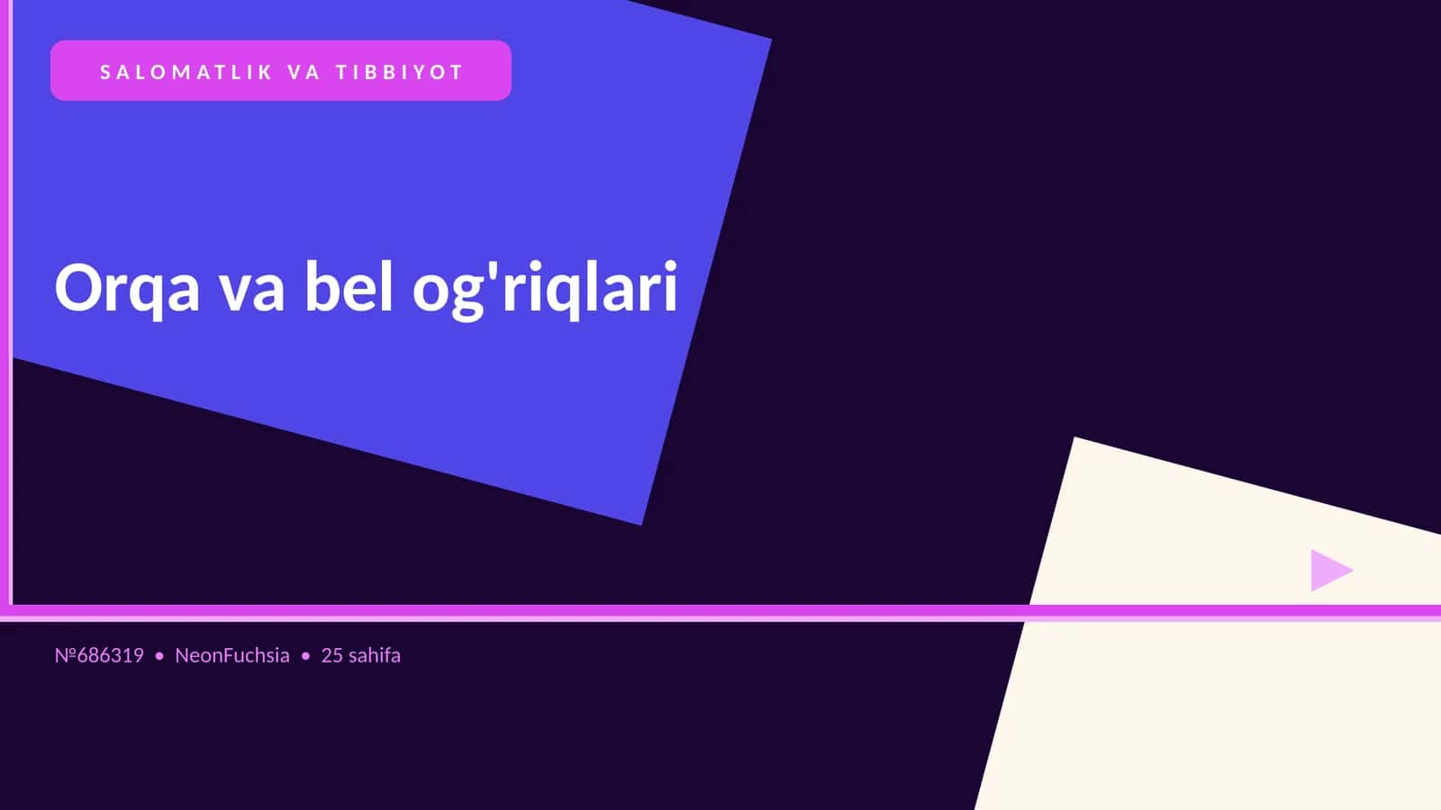 Orqa va bel og'riqlari 1
