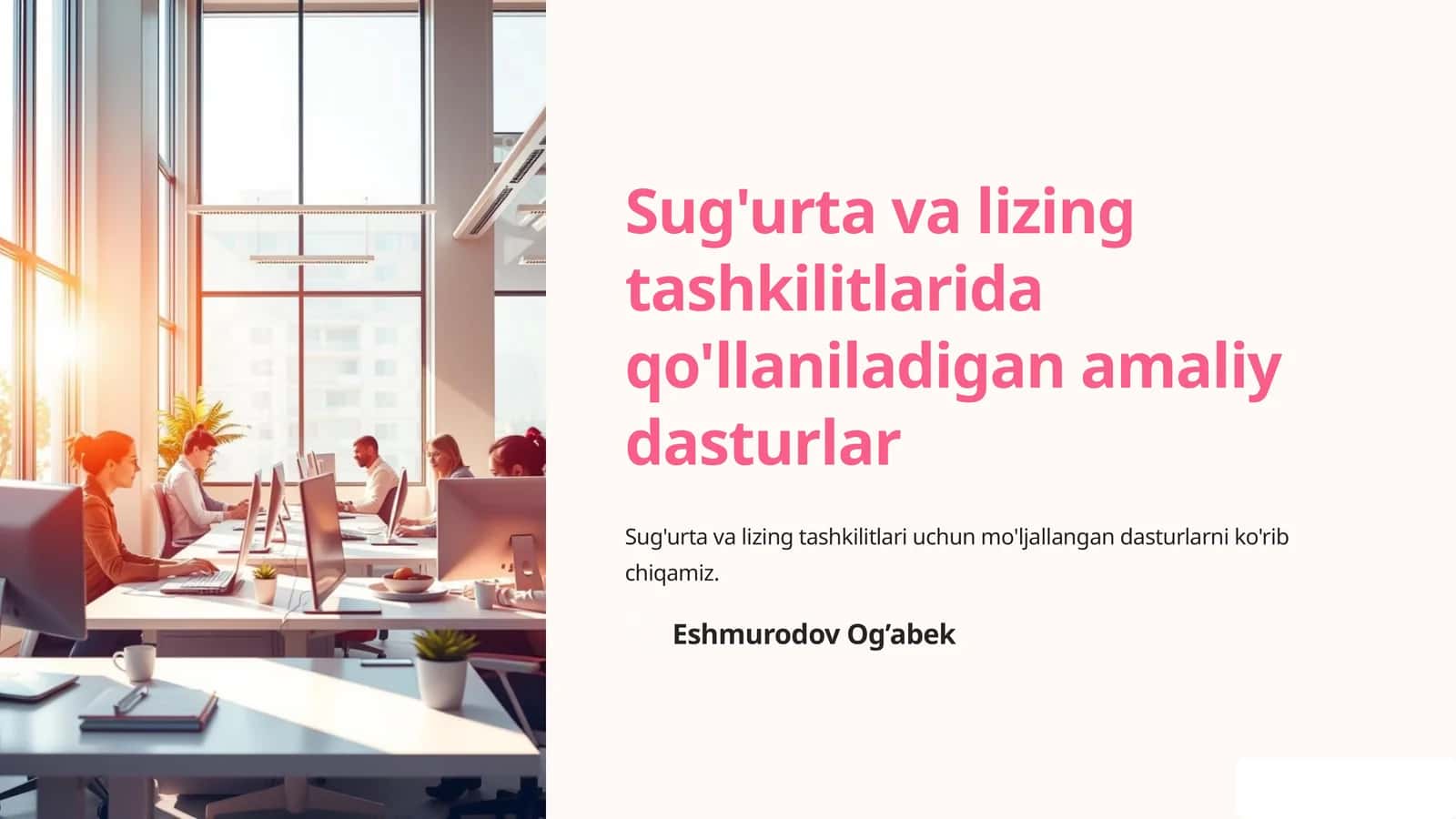 Sug'urta va lizing tashkilitlarida qo'llaniladigan amaliy dasturlar 1