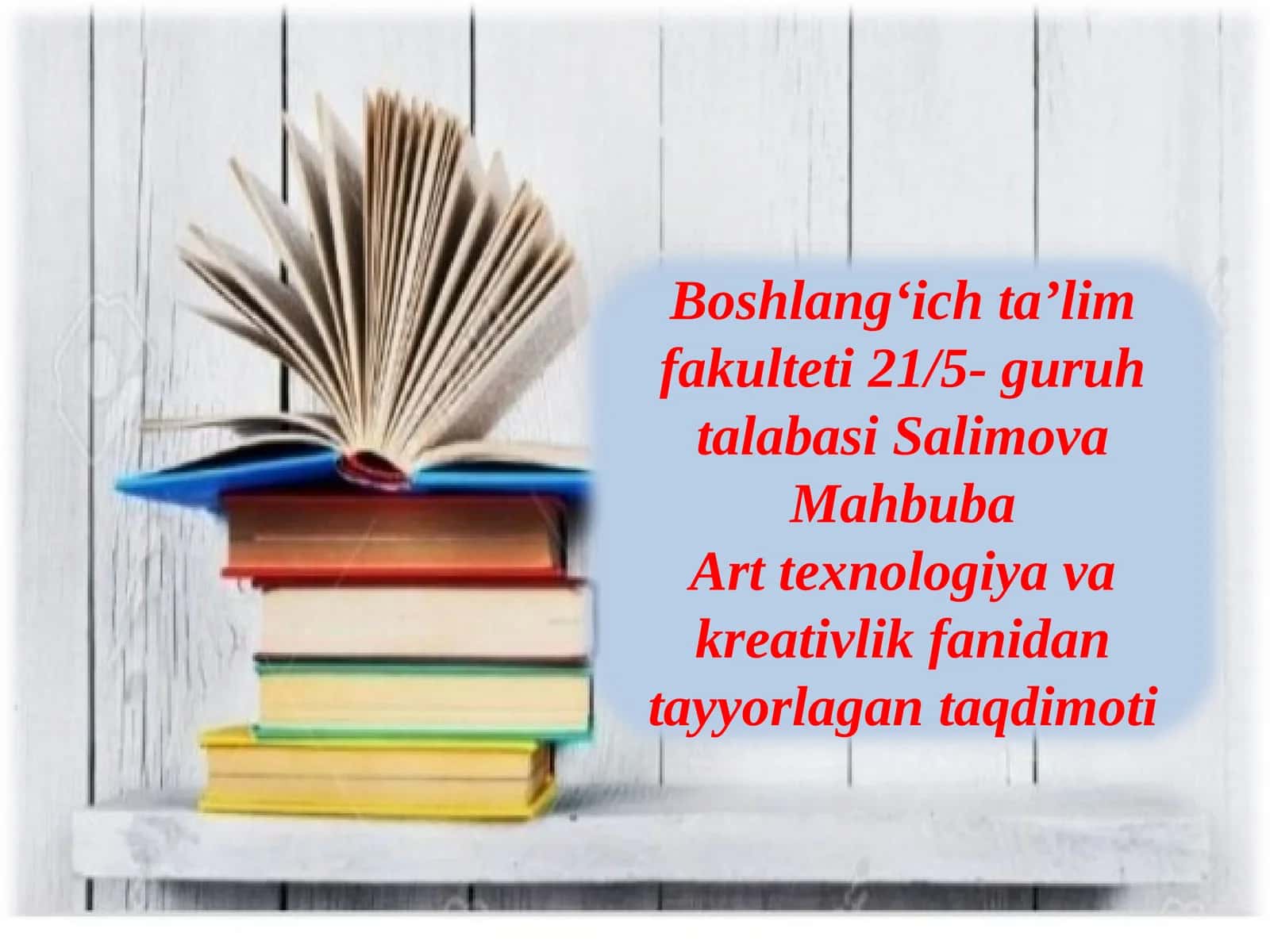 Art texnologiya va kreativlik fanidan tayyorlagan taqdimoti 1
