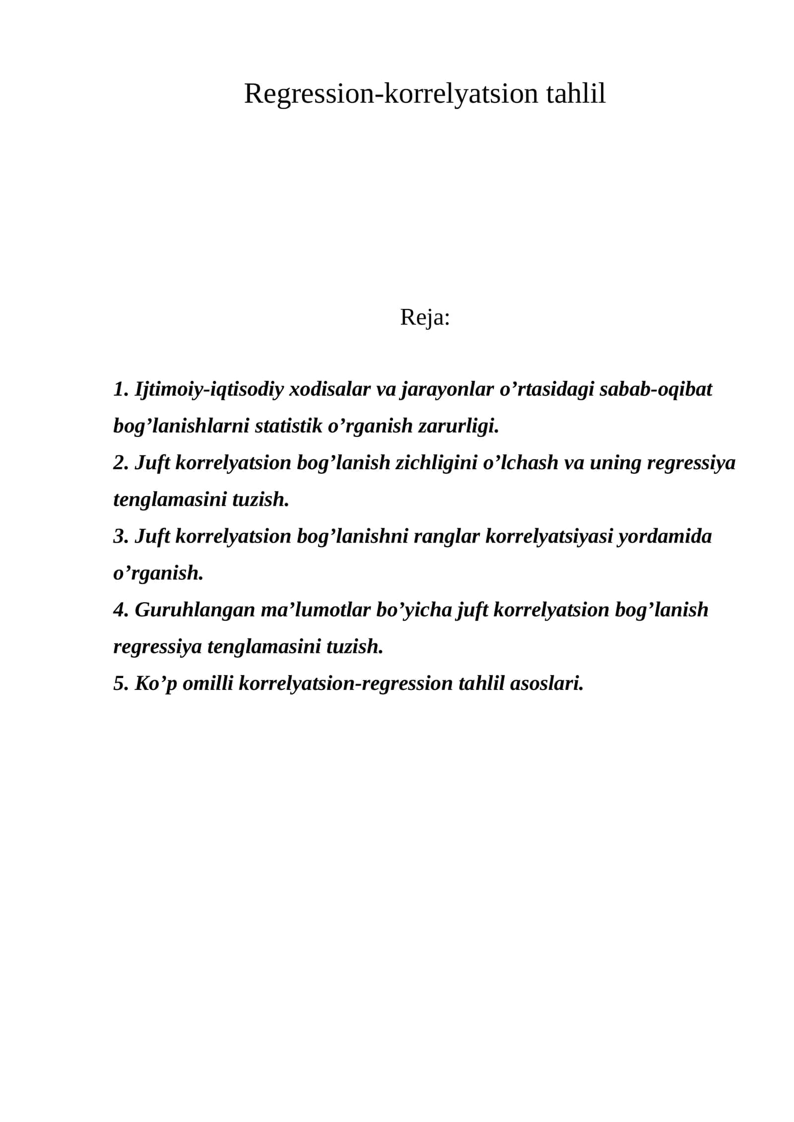 Regression-korrelyatsion tahlil 1