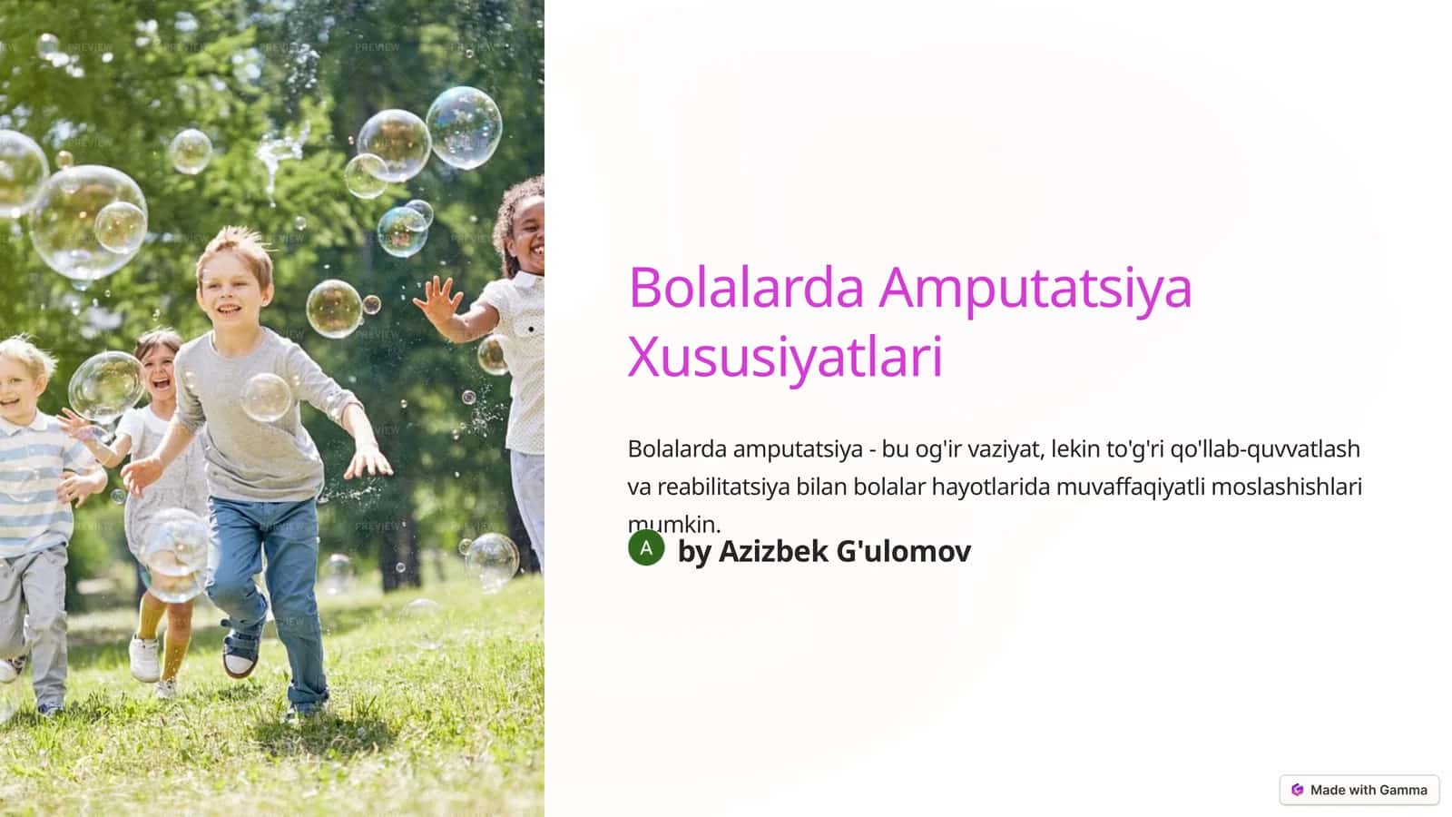 Bolalarda Amputatsiya Xususiyatlari 1
