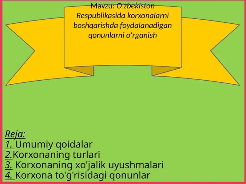 O'zbekiston Respublikasida korxonalarni boshqarishda foydalanadigan qonunlar 1