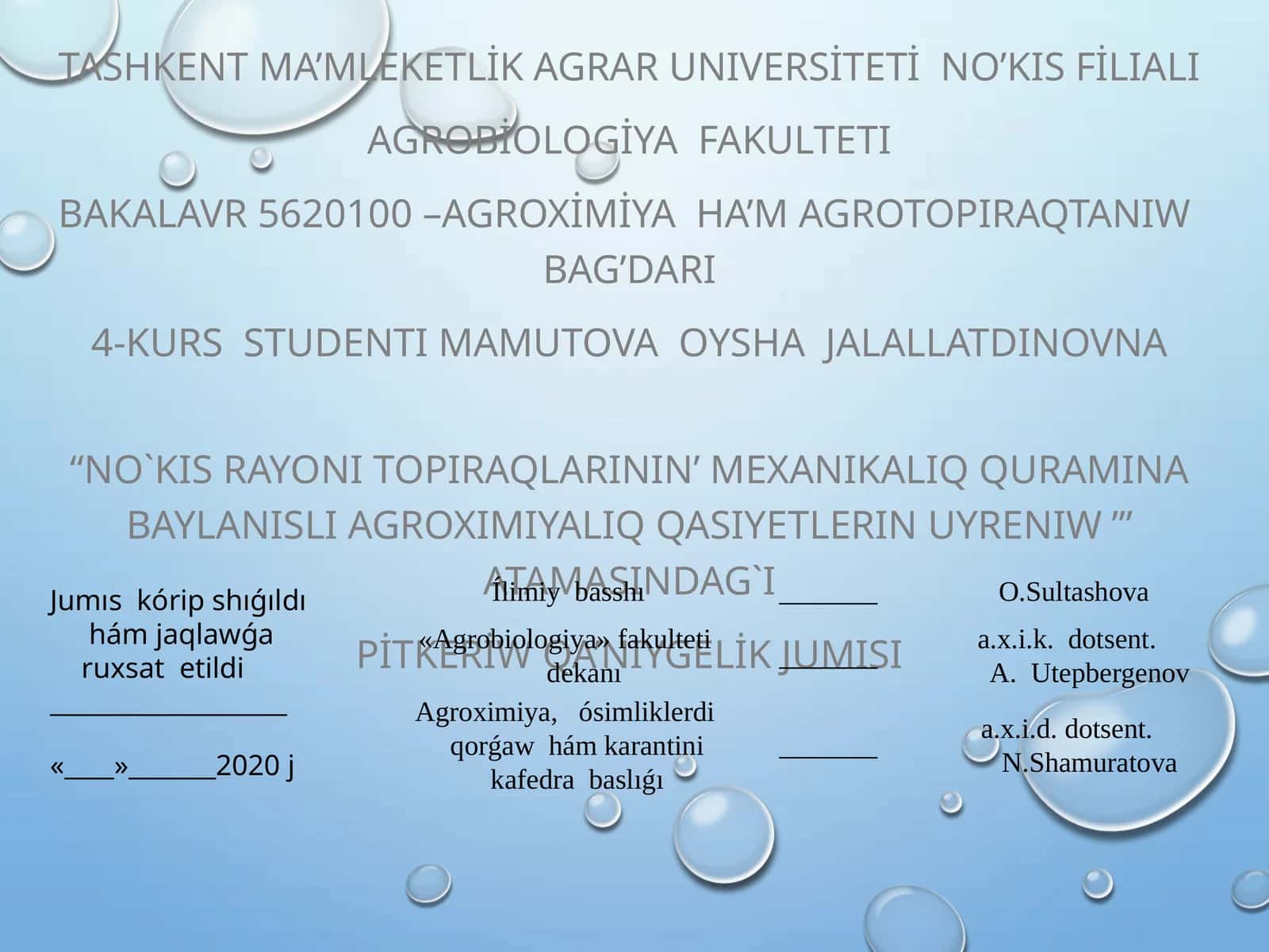 Pitkeriw Qa'niygelik Jumisi 1