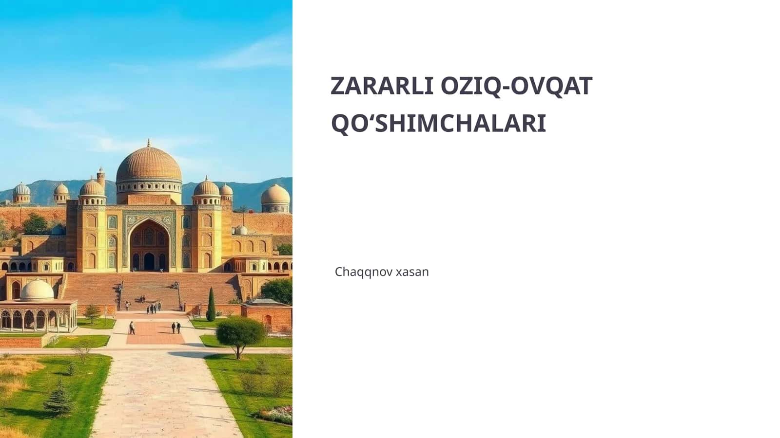 Zararli Oziq-Ovqat Qo‘shimchalari 1
