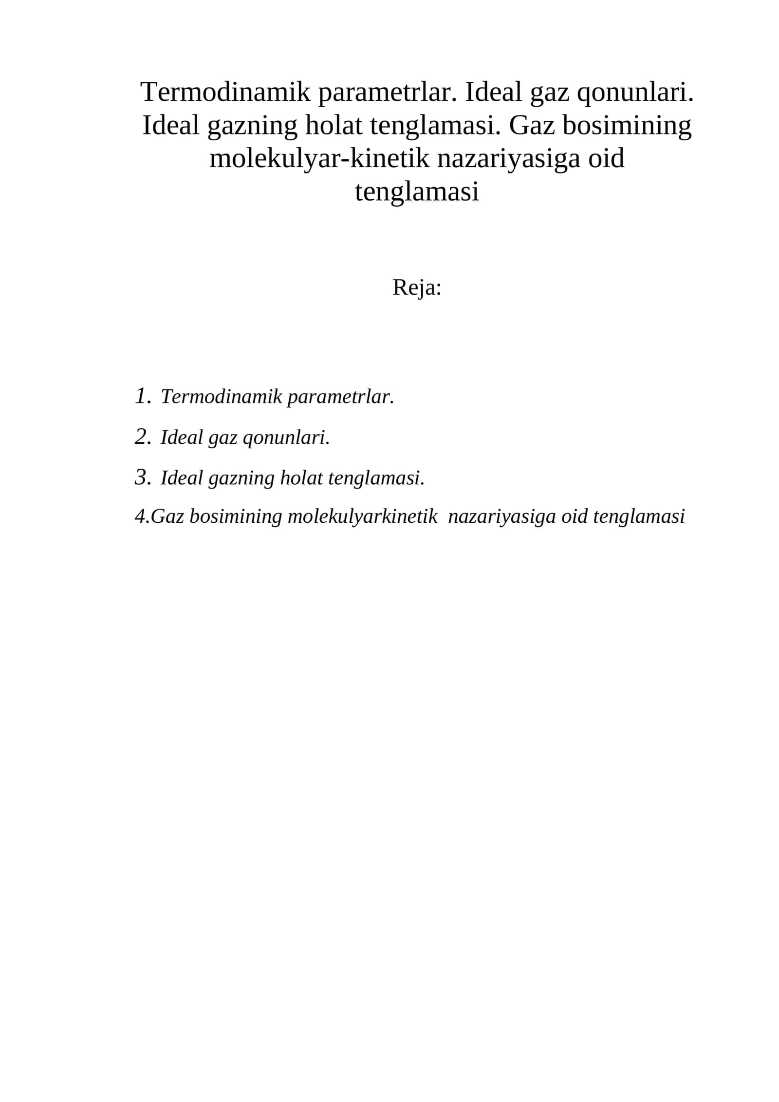 Gazning holat tеnglamasi 1