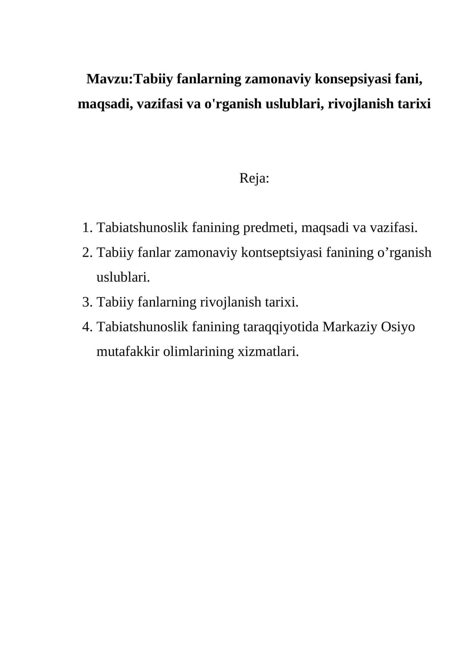Tabiiy fanlarning zamonaviy konsepsiyasi 1
