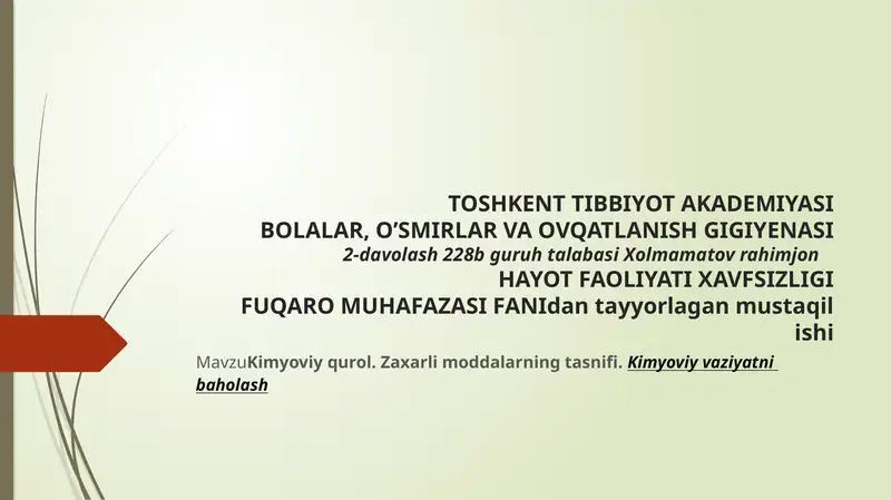 Kimyoviy qurollar 1