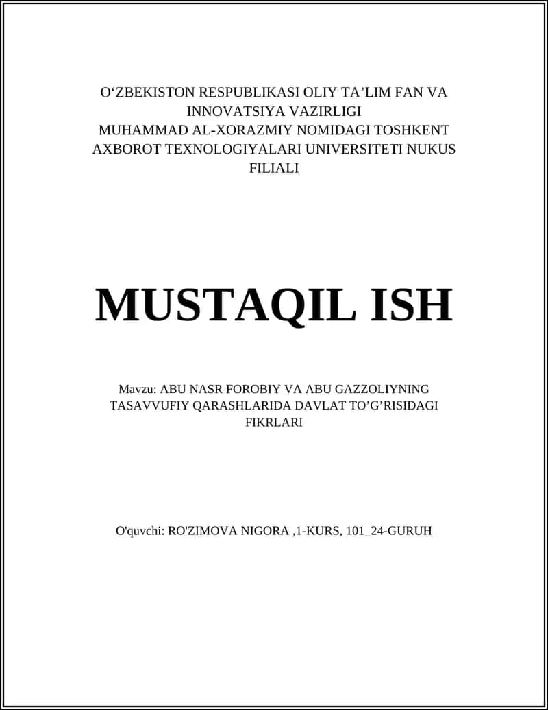 Abu Nasr Forobiy va Abu G'azzoliyning Davlat Tasavvurlarida Fikrlari 1