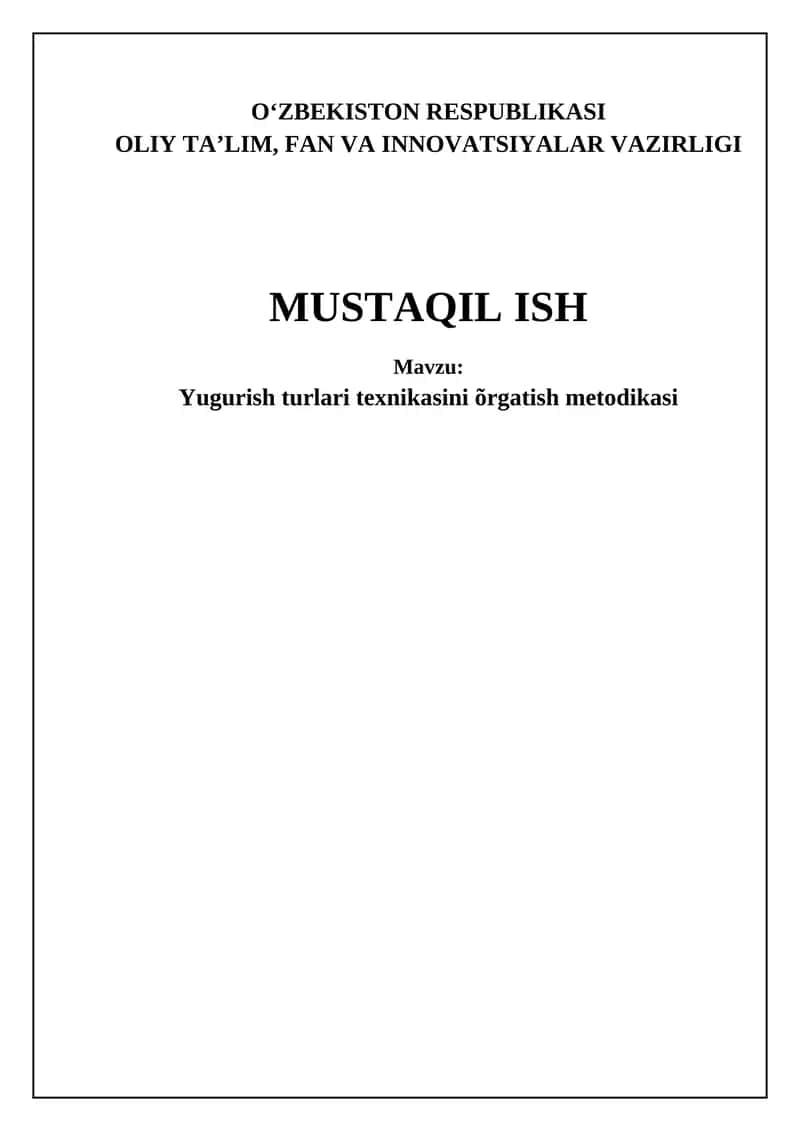 Yugurish turlari texnikasini õrgatish metodikasi 1