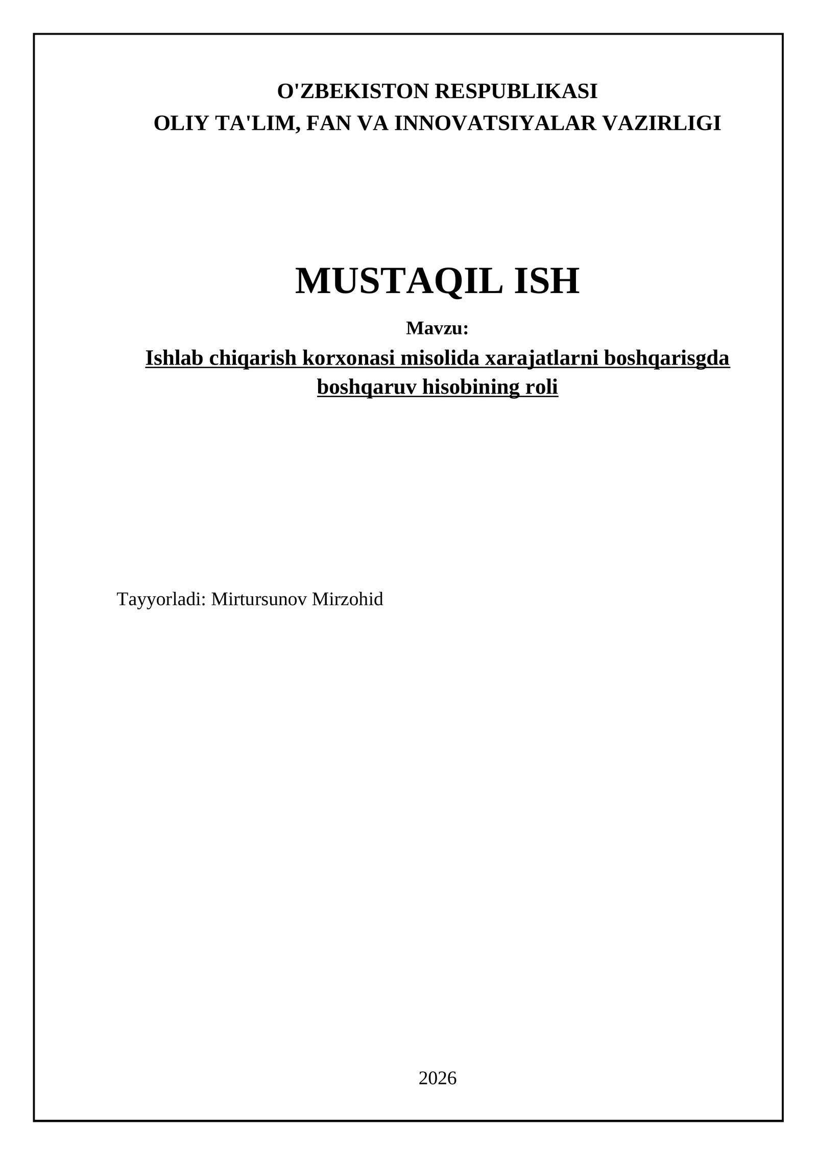 Ishlab chiqarish xarajatlarini turlari va tasniflanishi 1