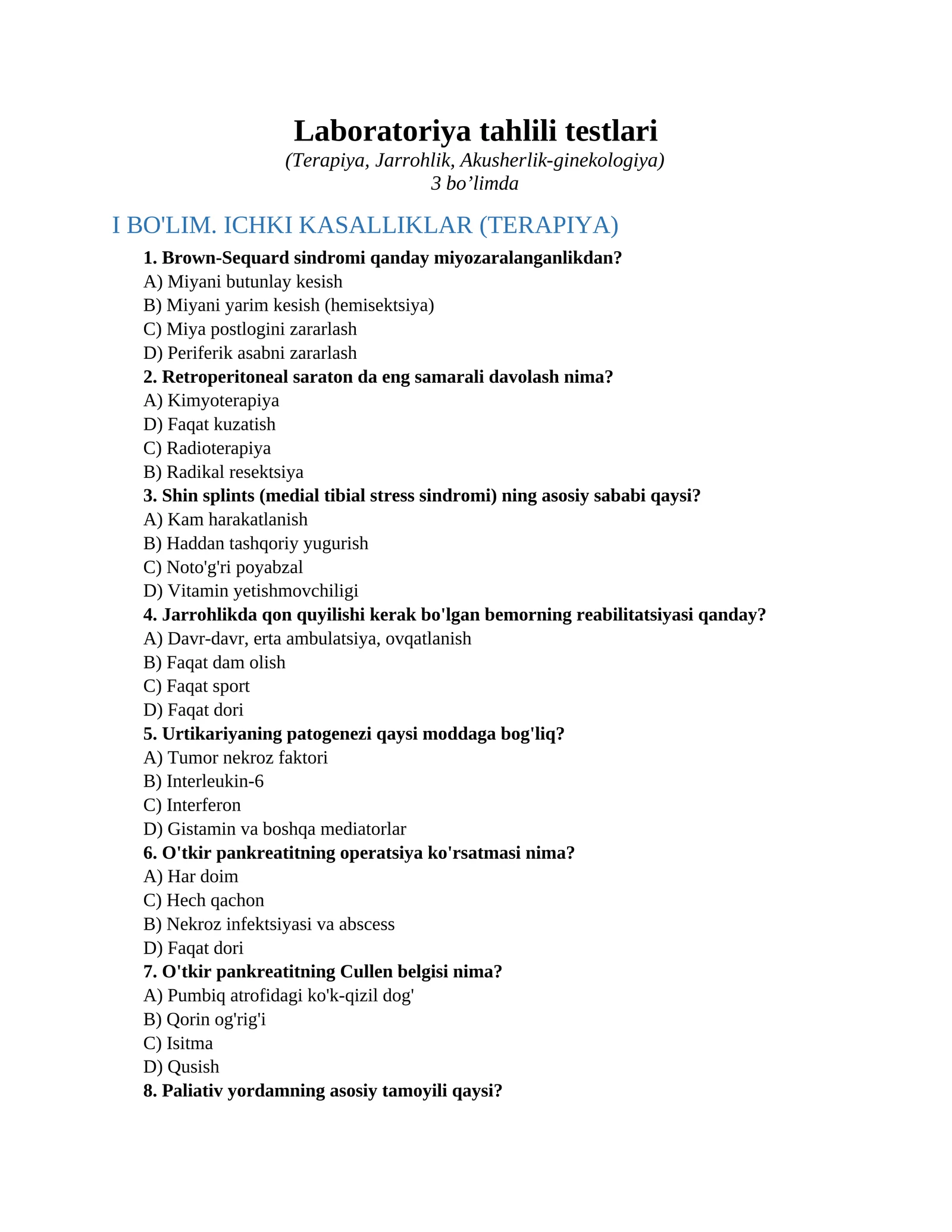 Laboratoriya tahlili testlari 1