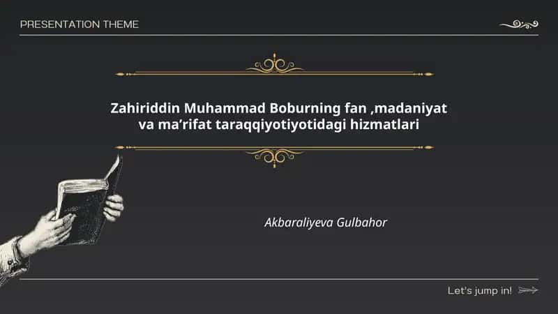 Zahiriddin Muhammad Boburning fan,madaniyat va maʼrifat taraqqiyotiyotidagi hizmatlari 1