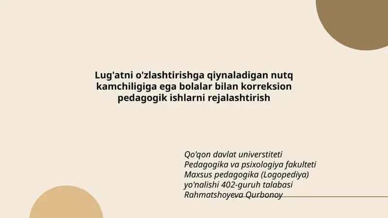 Korreksion pedagogik ishlarni rejalashtirish 1