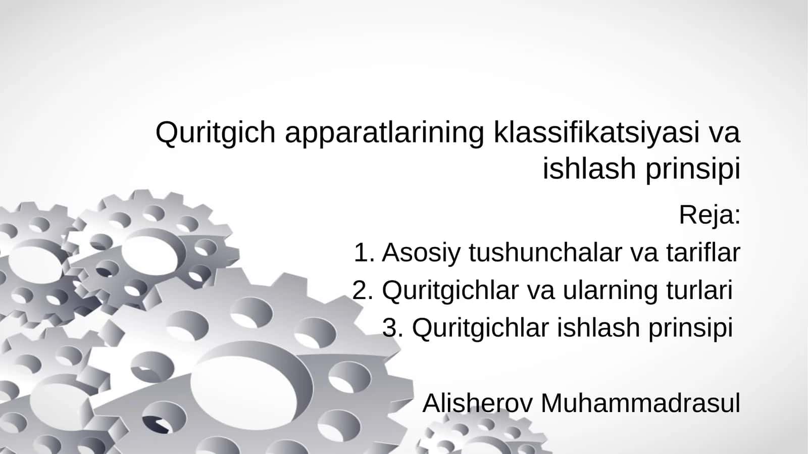 Quritgich apparatlarining klassifikatsiyasi va ishlash prinsipi 1