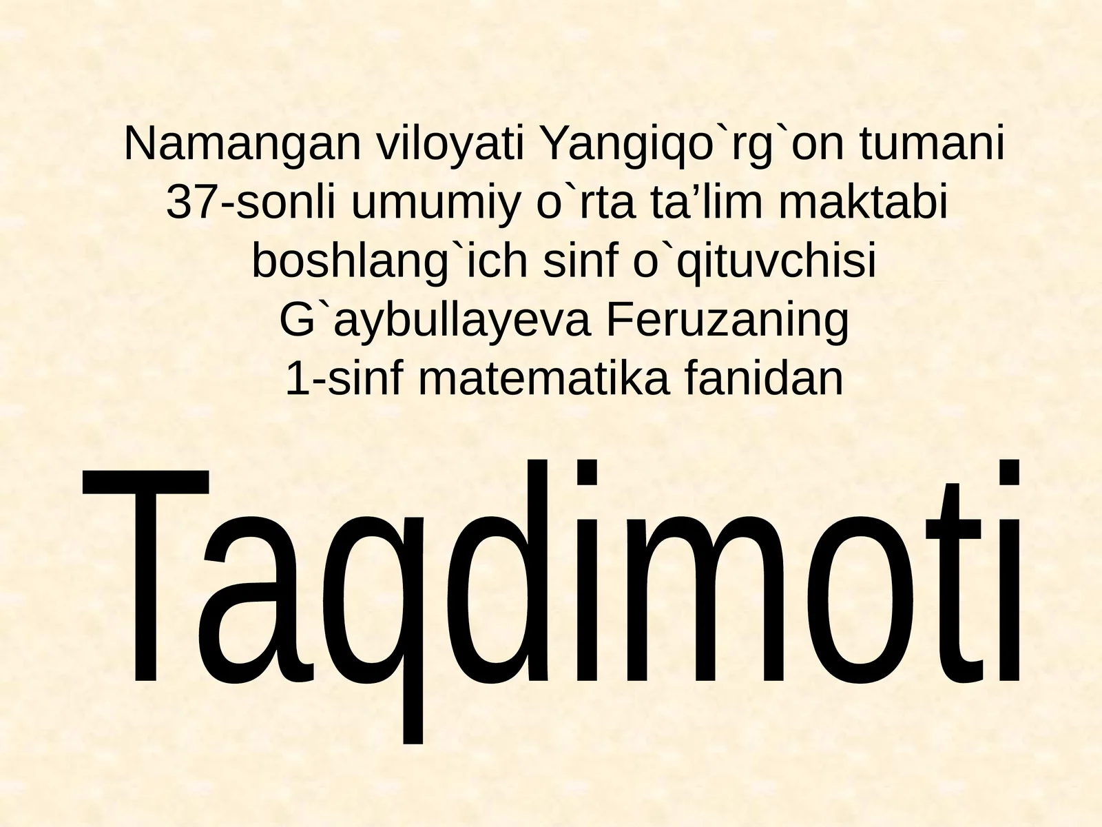 1-sinf matematika fanidan Taqdimoti 1