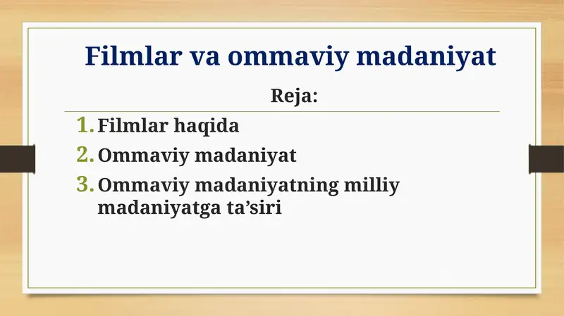 Filmlar va ommaviy madaniyat 1