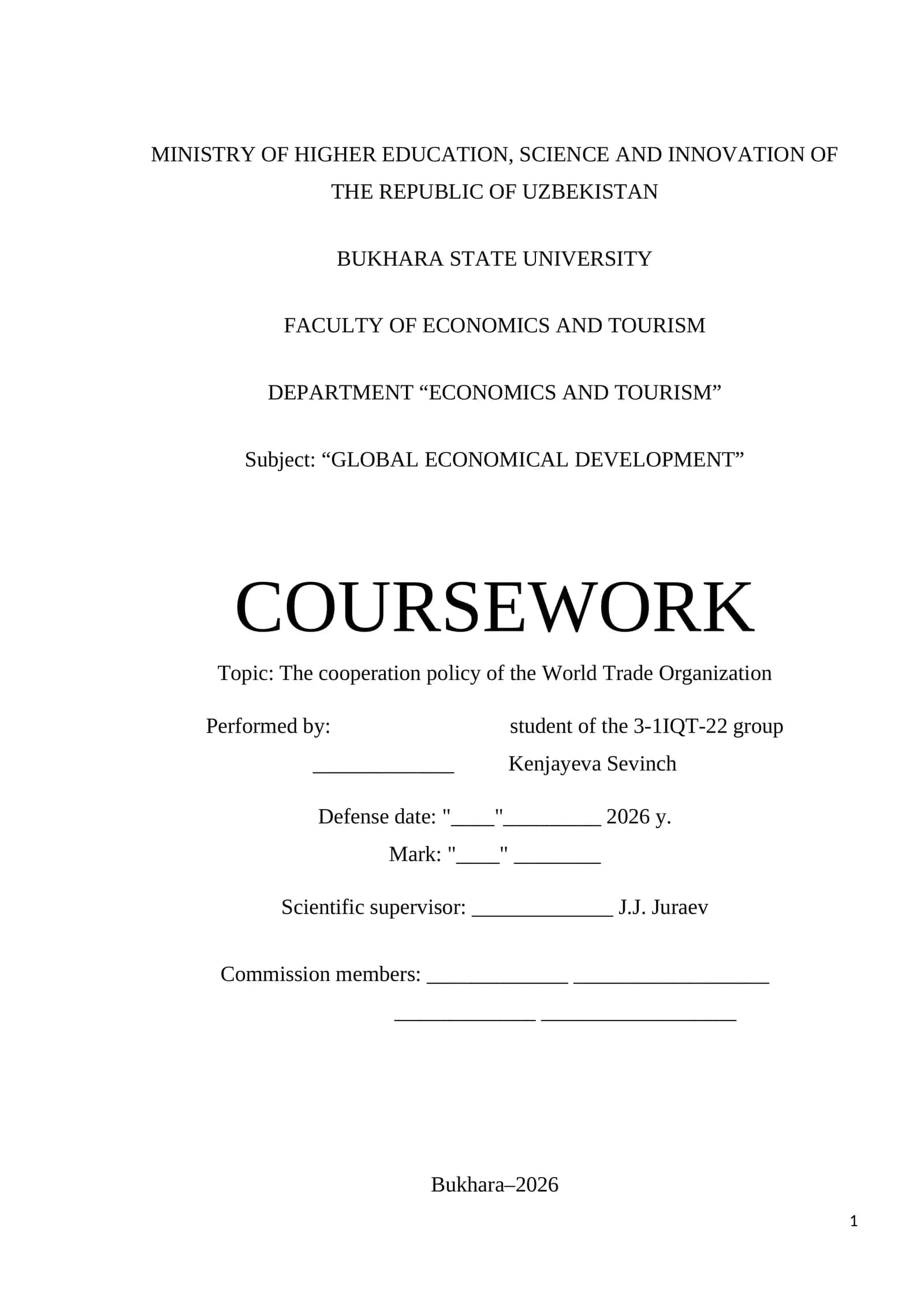 Global Economical Development 1