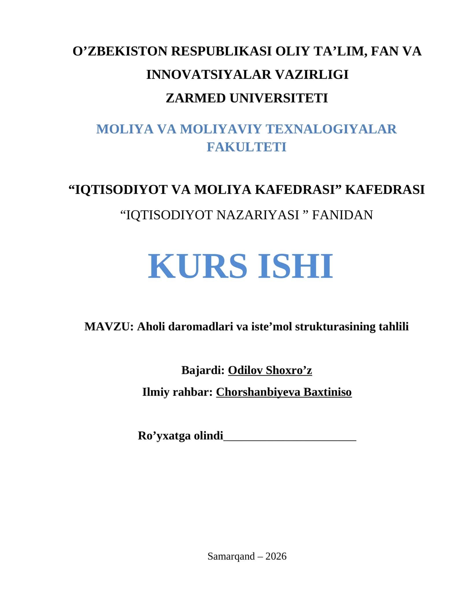 Aholi daromadlari va iste’mol strukturasining tahlili 1