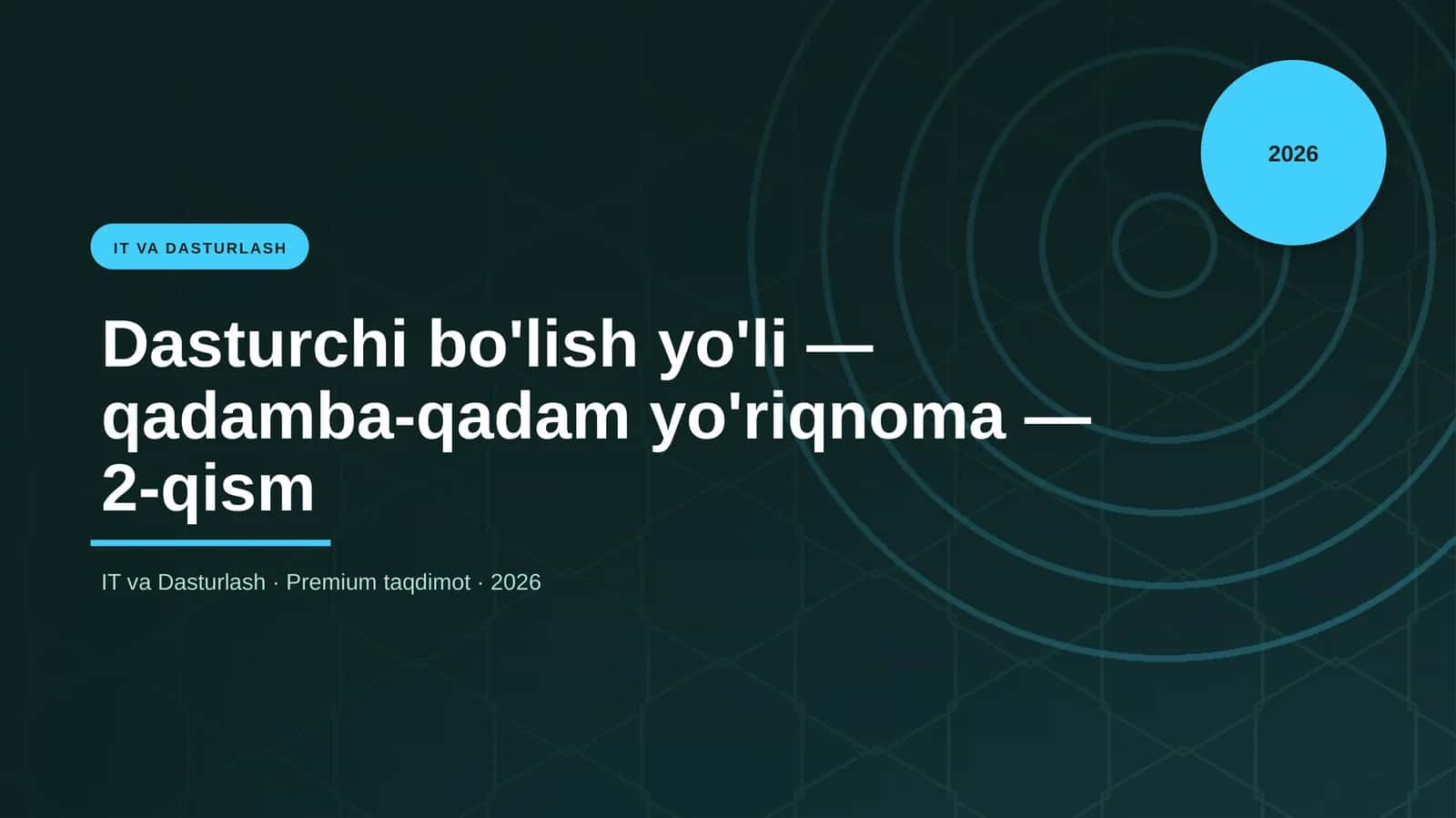 Dasturchi bo'lish yo'li — qadamba-qadam yo'riqnoma — 2-qism 1