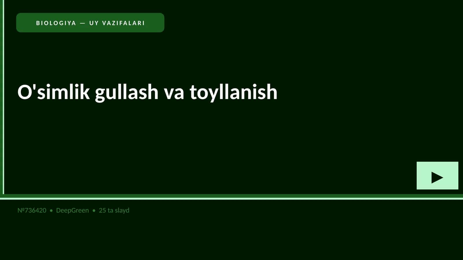 BIOLOGIYA — UY VAZIFALARI 1