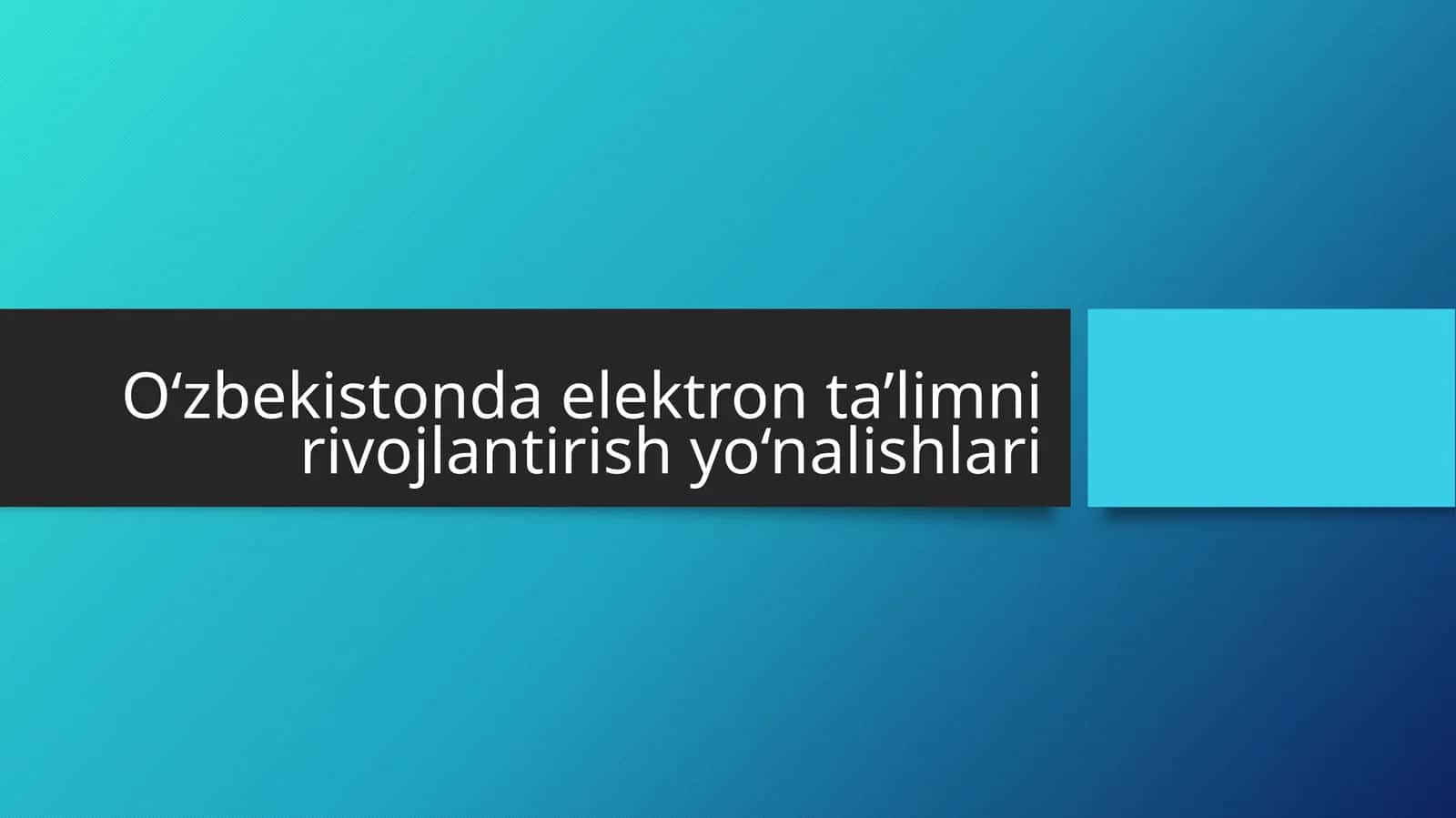 O‘zbekistonda elektron ta’limni rivojlantirish yo‘nalishlari 1