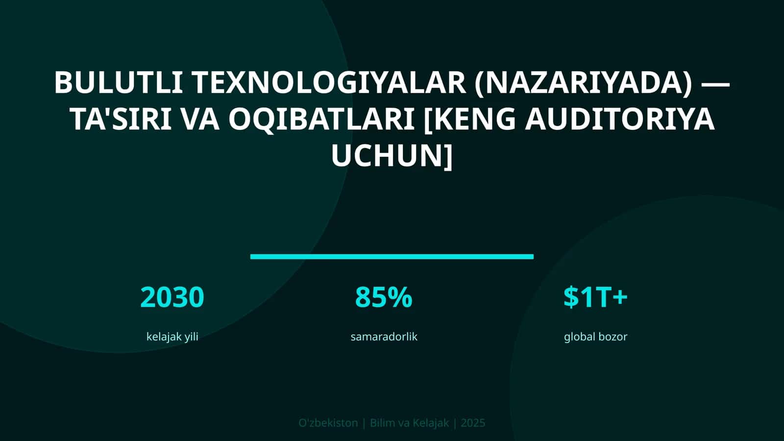 BULUTLI TEXNOLOGIYALAR (NAZARIYADA) — TA'SIRI VA OQIBATLARI [KENG AUDITORIYA UCHUN] 1
