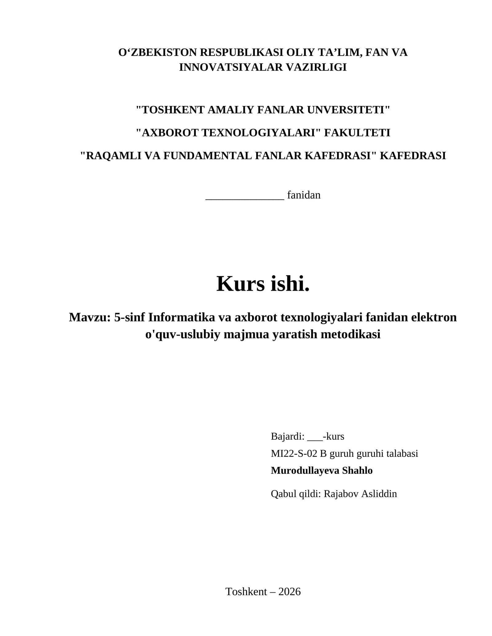 5-sinf Informatika va axborot texnologiyalari fanidan elektron o'quv-uslubiy majmua yaratish metodikasi 1