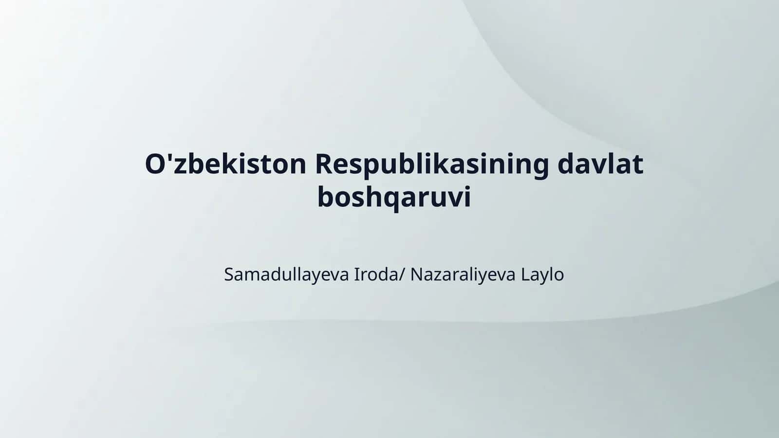 O'zbekiston Respublikasining davlat boshqaruvi 1