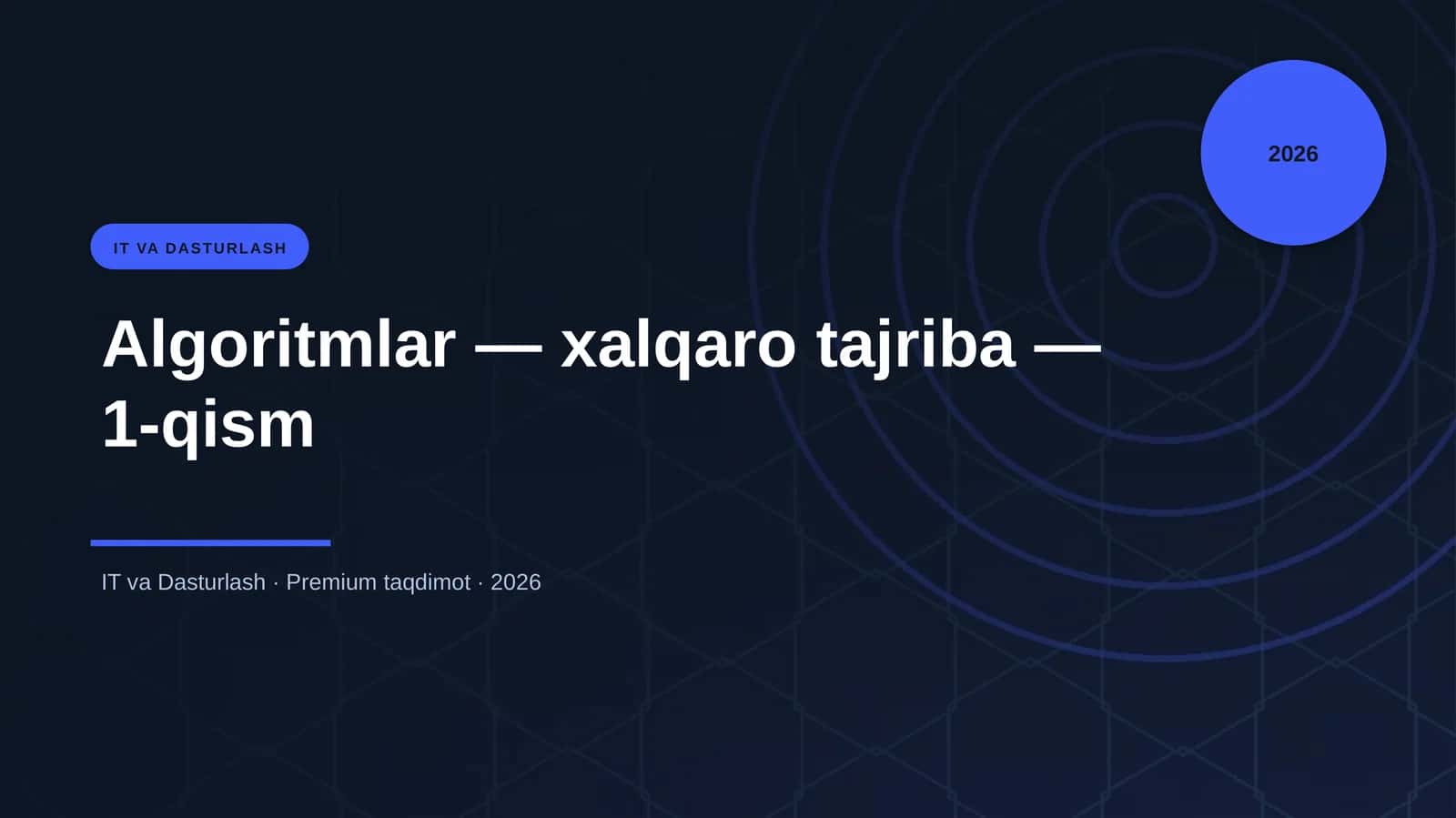 Algoritmlar — xalqaro tajriba — 1-qism 1