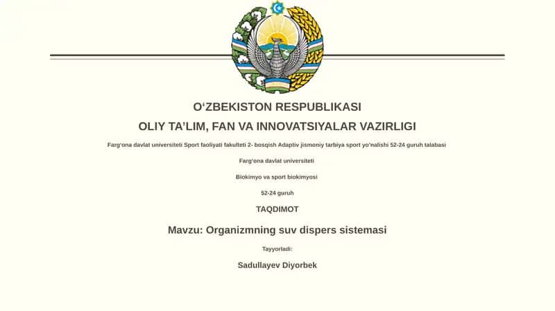 Organizmning suv dispers sistemasi 1