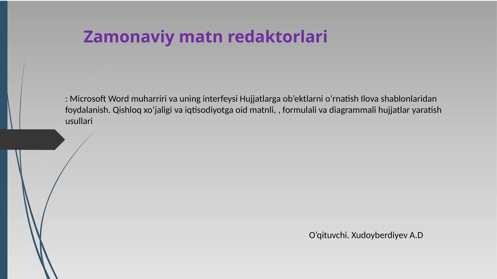 Microsoft Word muharriri va uning interfeysi 1