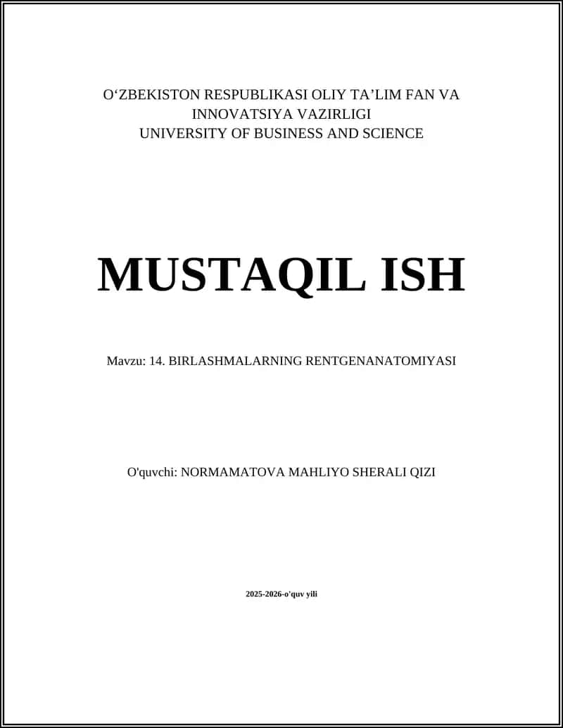 BIRLASHMALARNING RENTGENANATOMIYASI 1