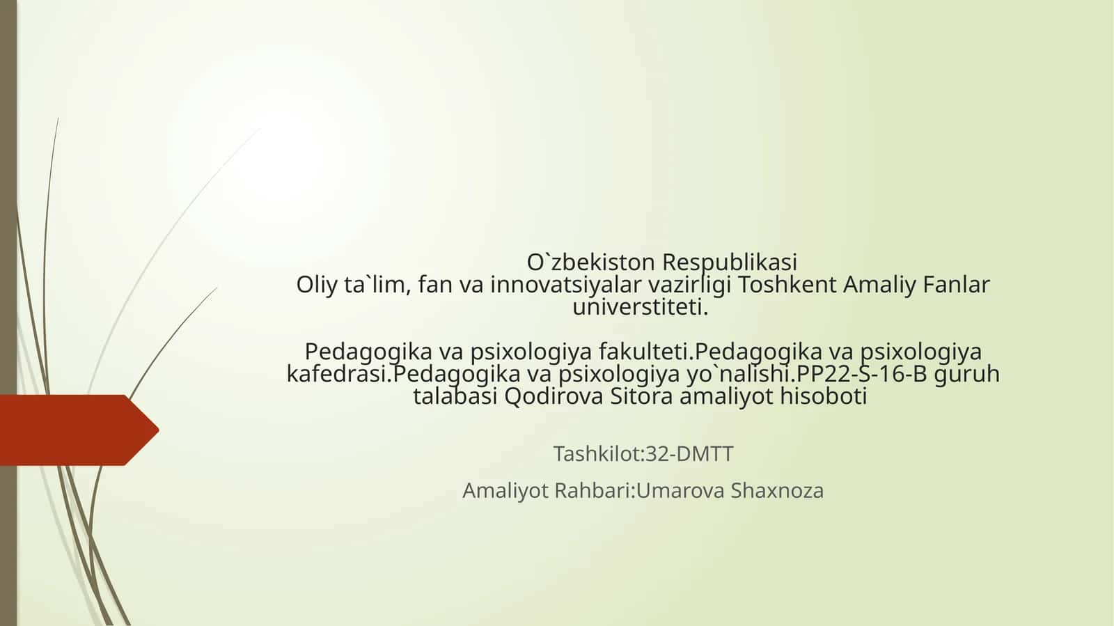 PP22-S-16-B guruh talabasi Qodirova Sitora amaliyot hisoboti 1