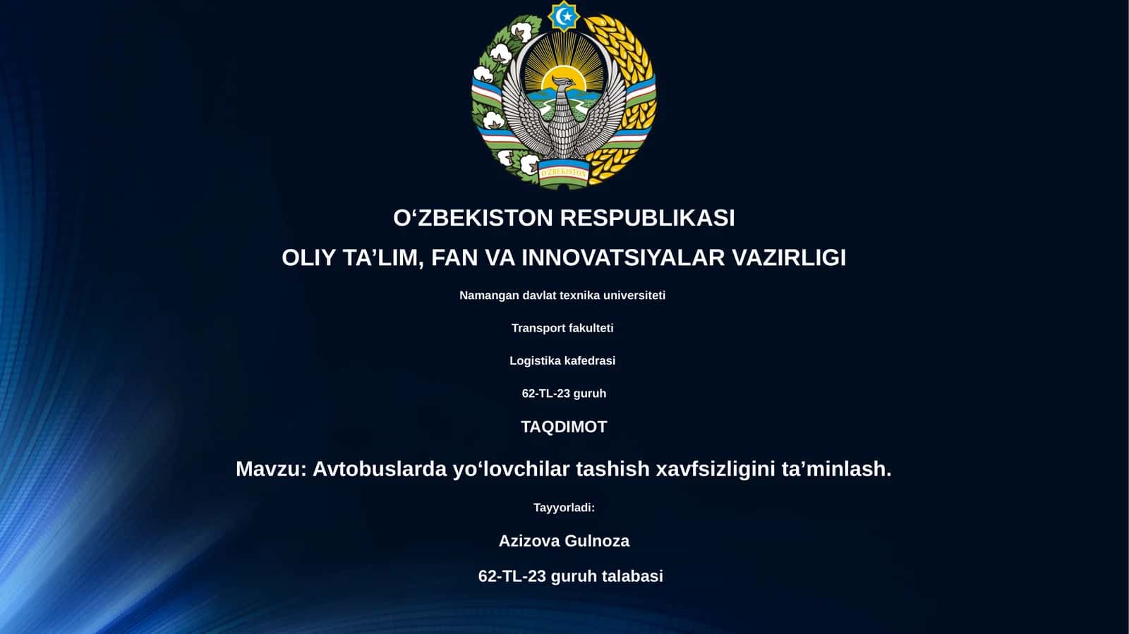 Avtobuslarda yo‘lovchilar tashish xavfsizligini ta’minlash 1