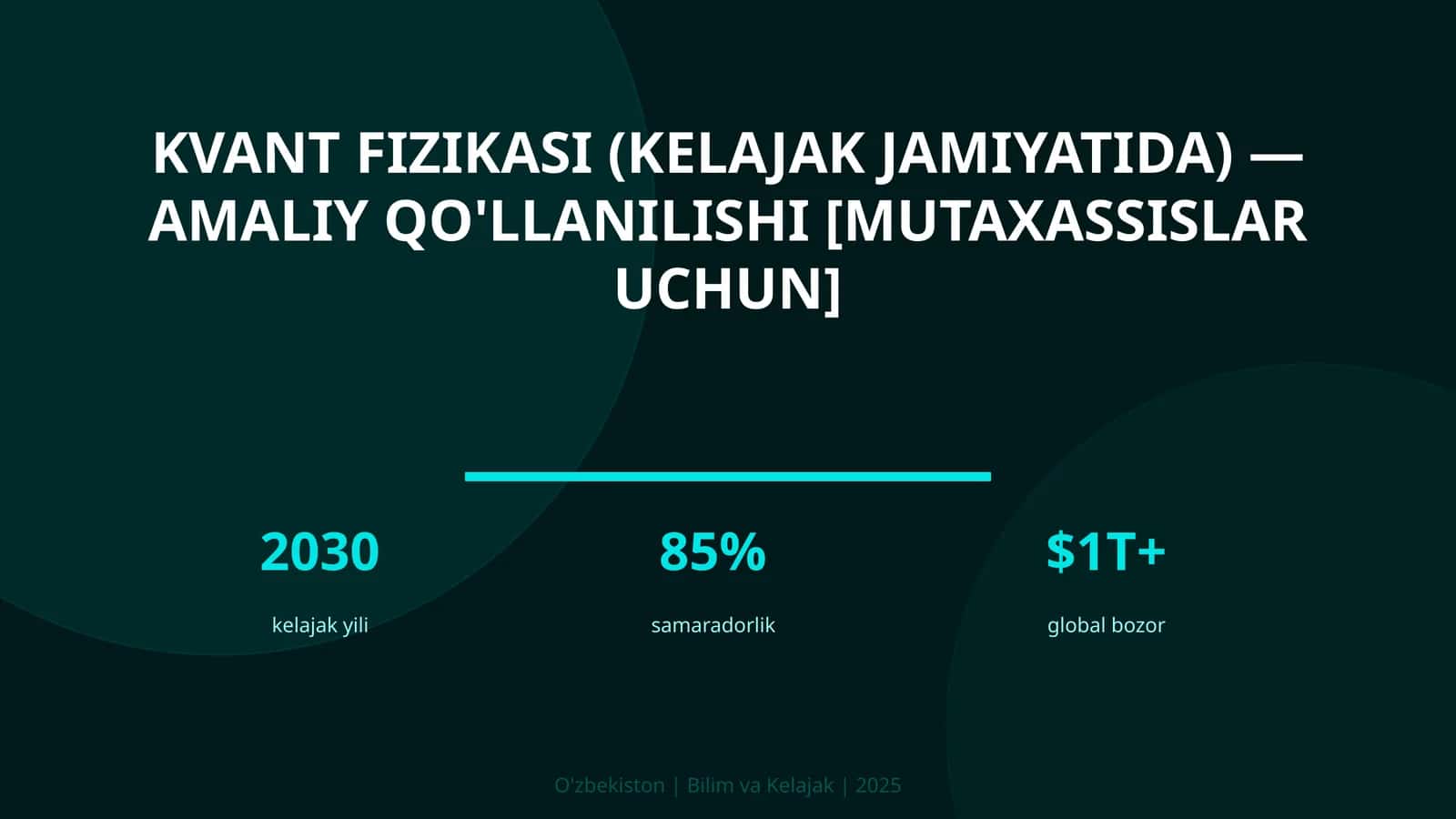 KVANT FIZIKASI (KELAJAK JAMIYATIDA) — AMALIY QO'LLANILISHI [MUTAXASSISLAR UCHUN] 1