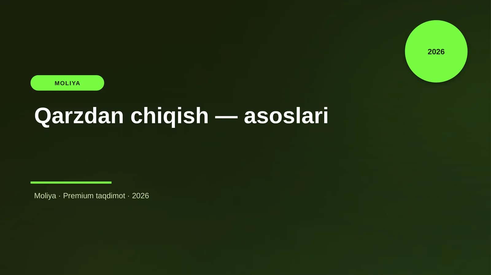 Qarzdan chiqish — asoslari 1
