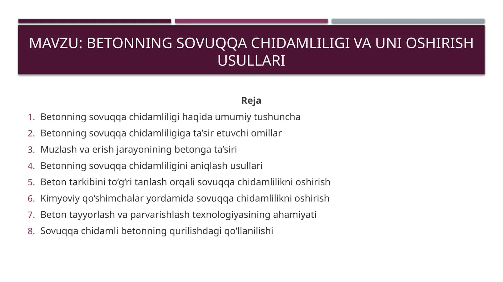 Betonning sovuqqa chidamliligi va uni oshirish usullari 1