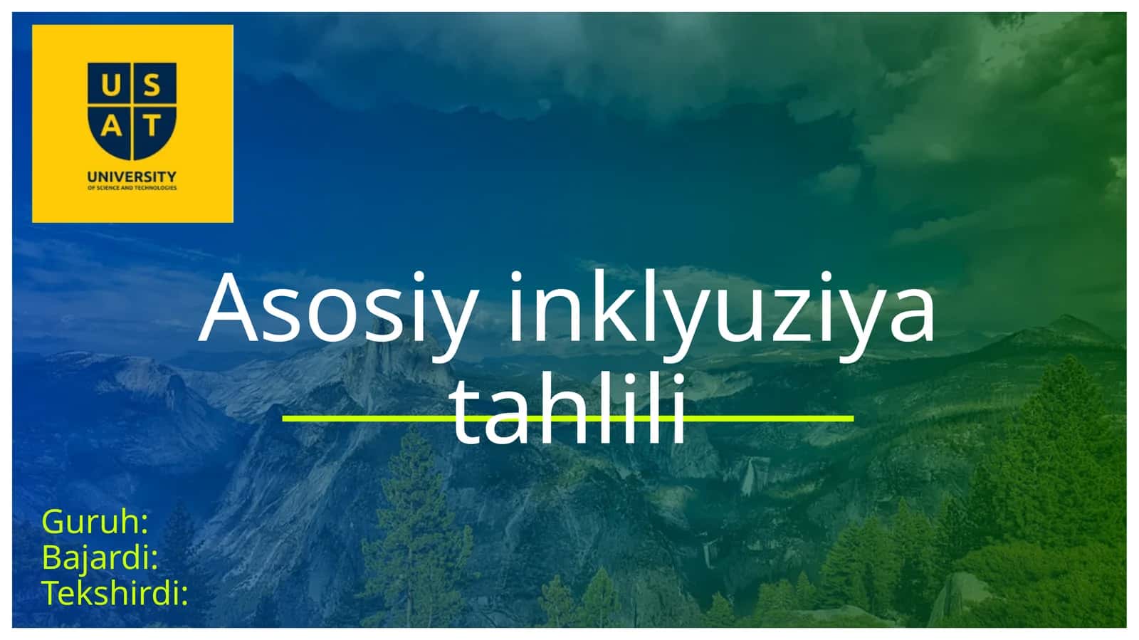 Asosiy inklyuziya tahlili 1