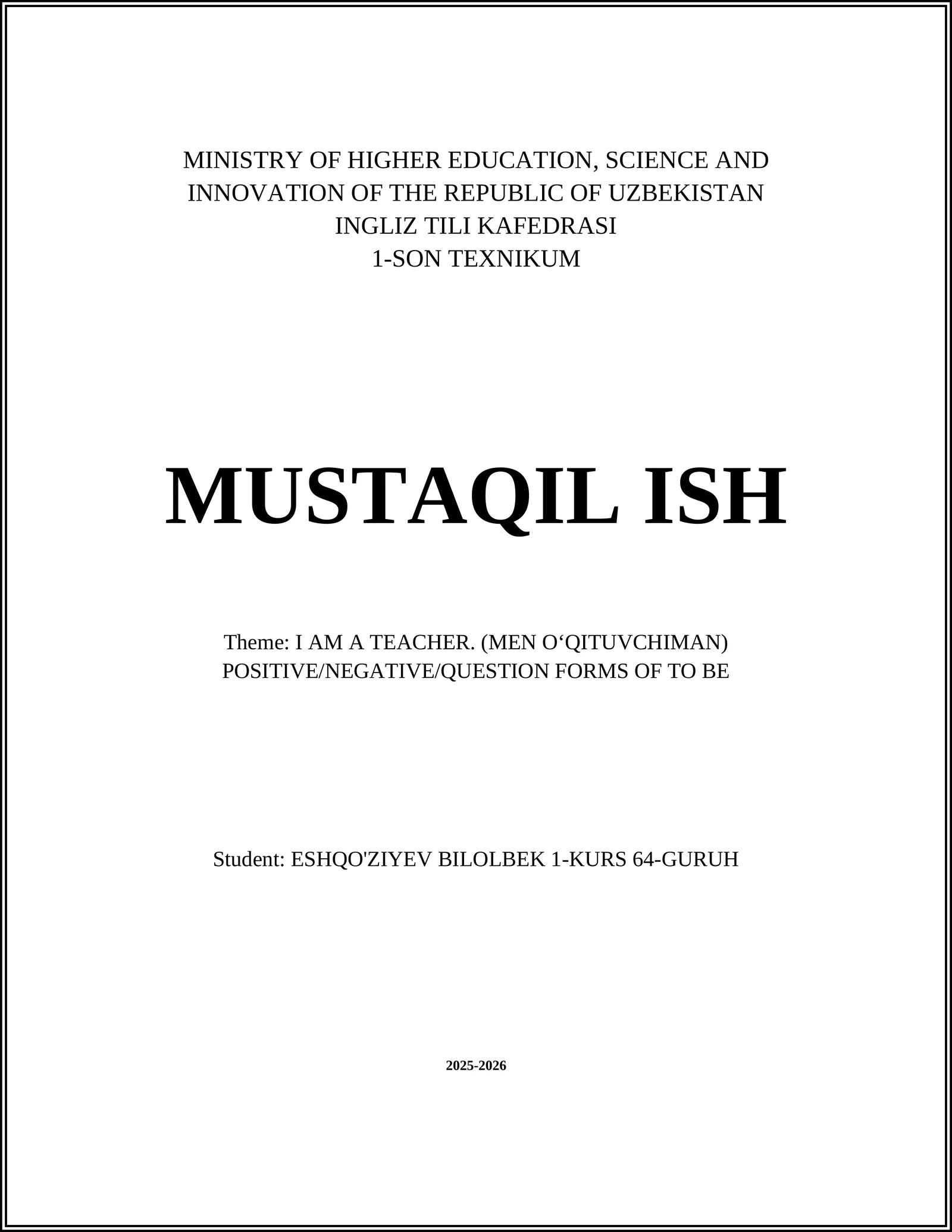 MEN O‘QITUVCHIMAN 1