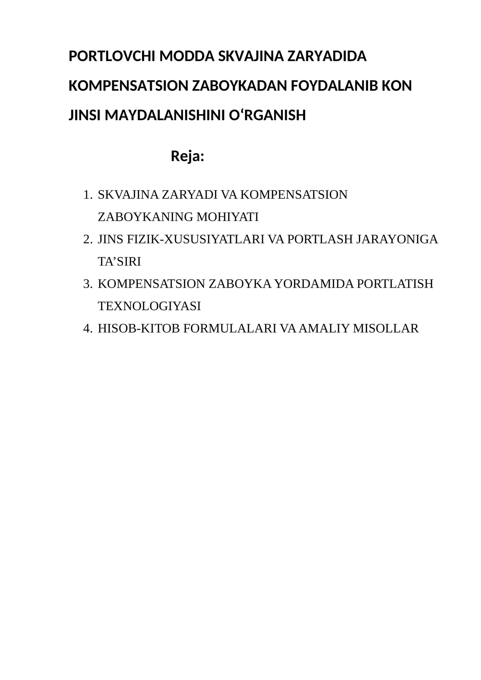 PORTLOVCHI MODDA SKVAJINA ZARYADIDA KOMPENSATSION ZABOYKADAN FOYDALANIB KON JINSI MAYDALANISHINI O‘RGANISH 1