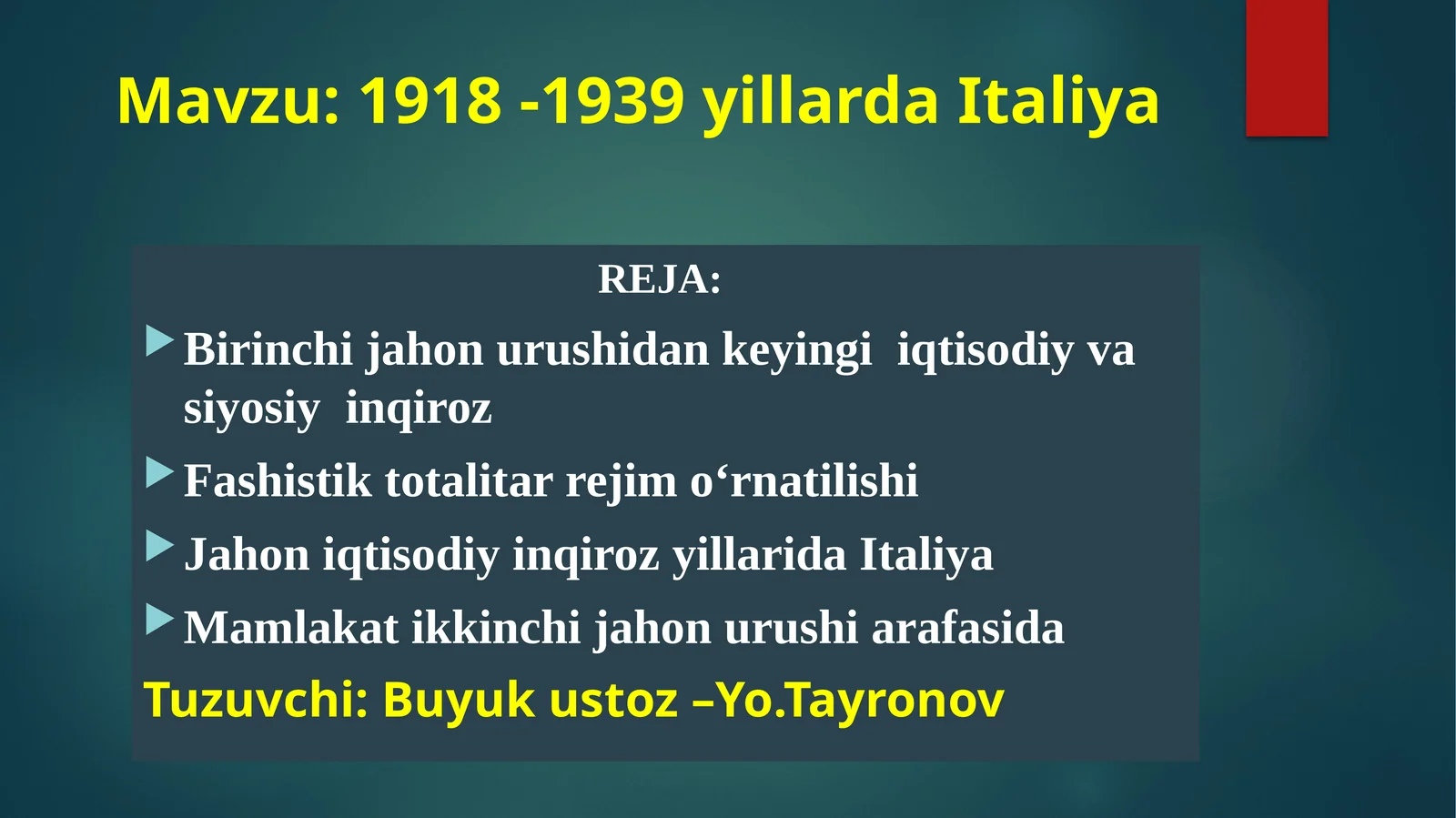 1918-1939 yillarda Italiya 1