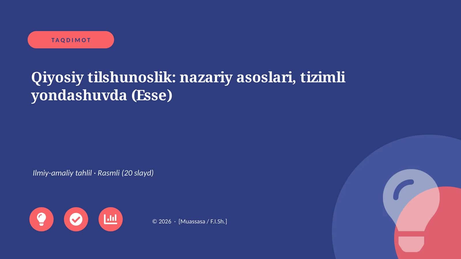 Qiyosiy tilshunoslik: nazariy asoslari, tizimli yondashuvda (Esse) 1
