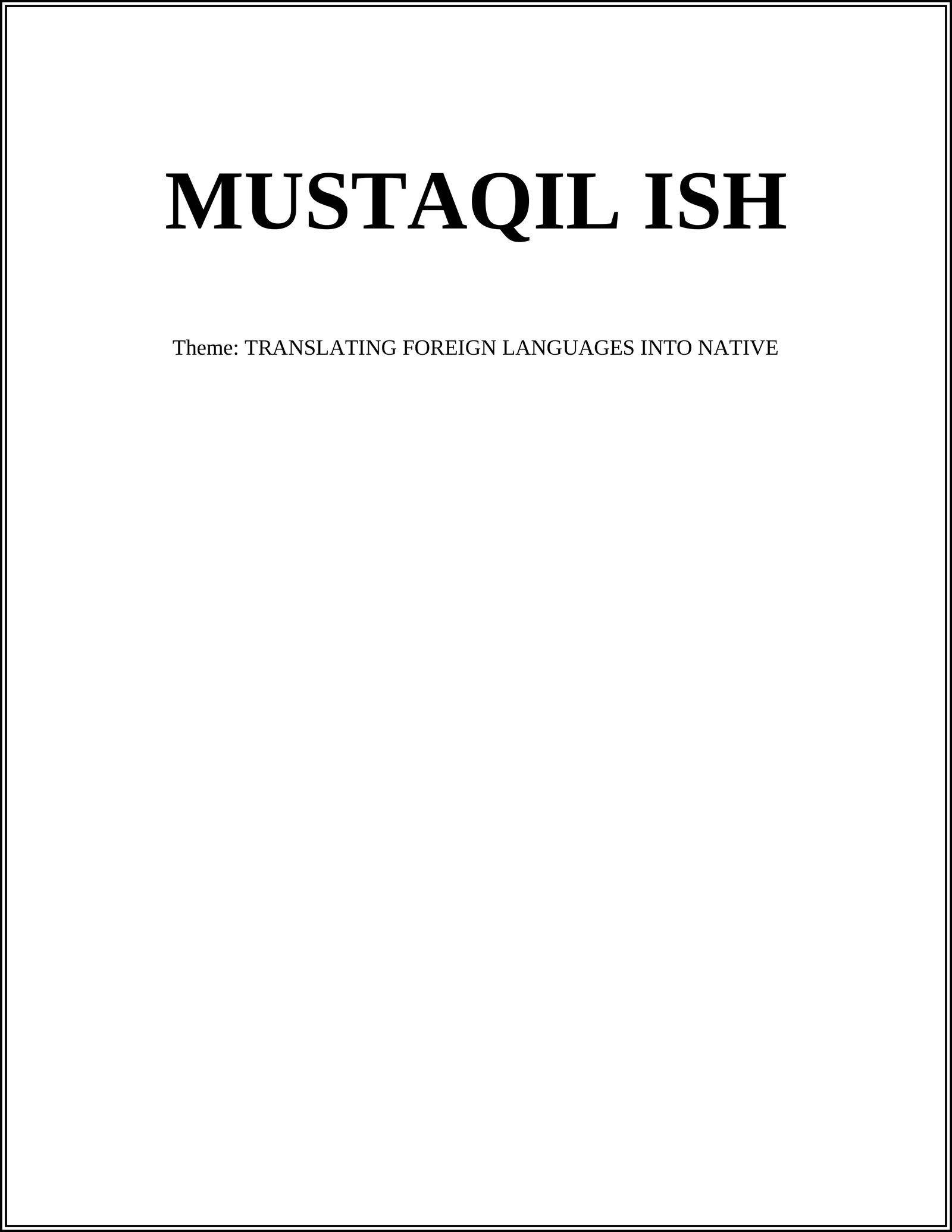 TRANSLATING FOREIGN LANGUAGES INTO NATIVE 1