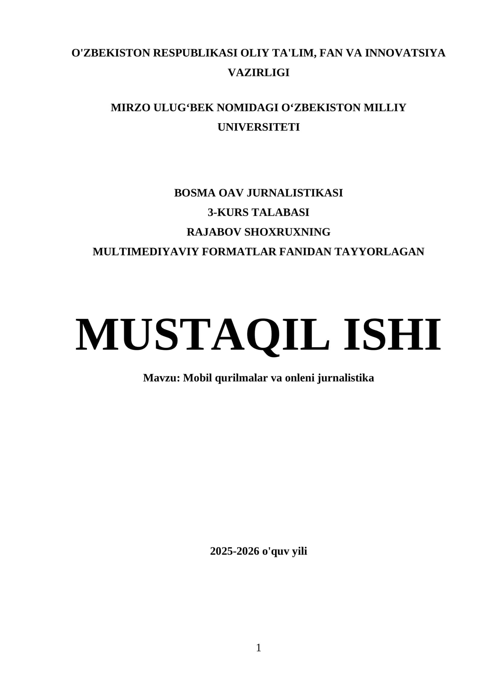 Mobil qurilmalar va onleni jurnalistika 1