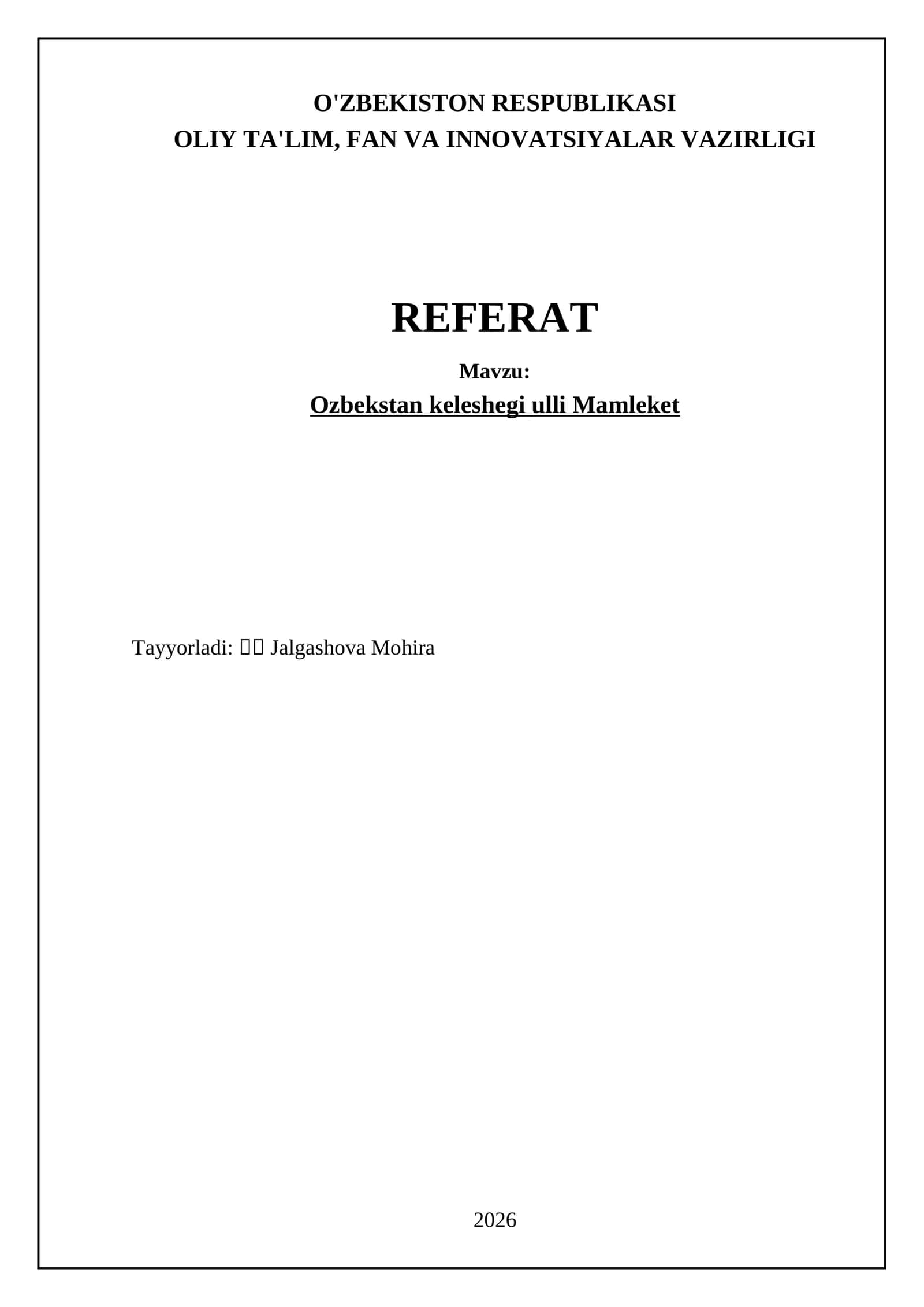 Ozbekstan keleshegi ulli Mamleket 1